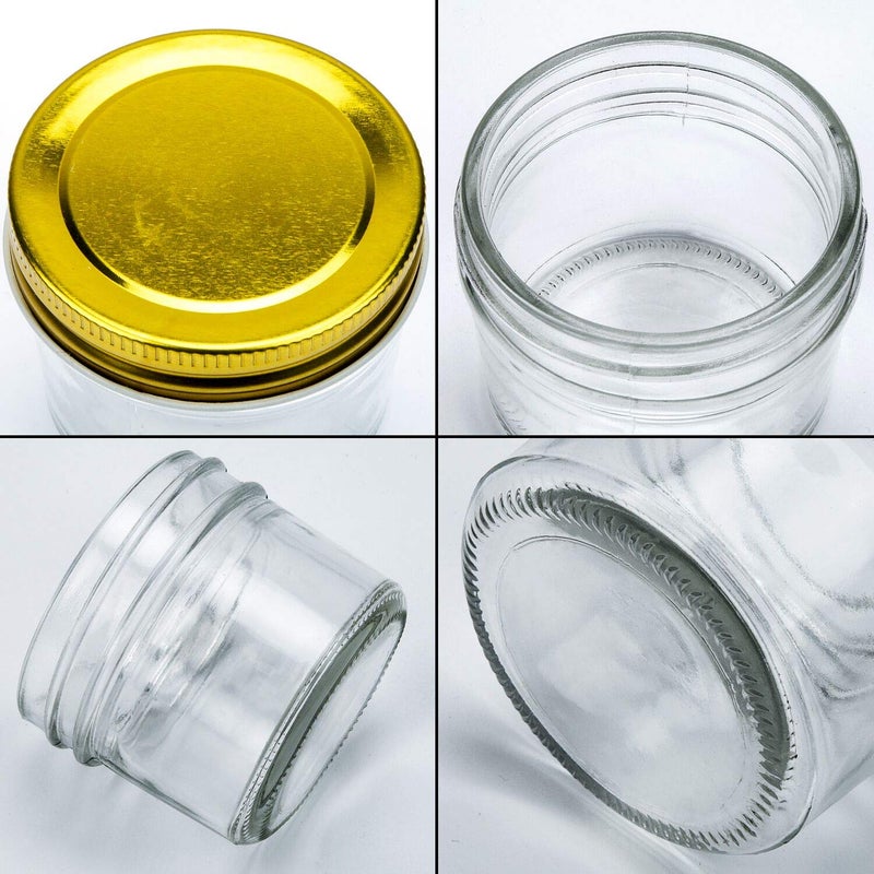 Encheng 4 oz Clear Glass Jars With Lids(Golden),Small Spice Jars For Herb,Jelly,Jams,Wide Mouth Mason Jars Canning Jars For Kitchen Storage 20 Pack - Image 3